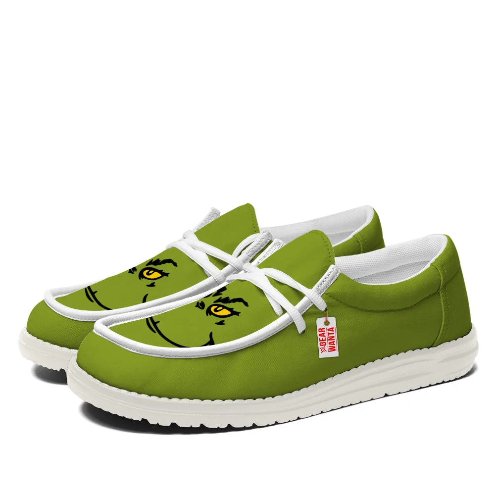 Grinch Face Canvas Loafer Shoes
