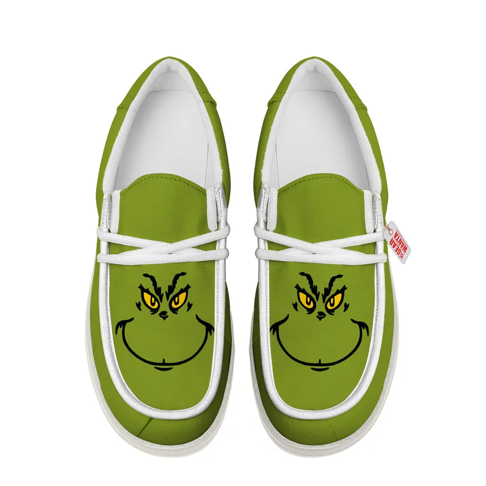Grinch Face Canvas Loafer Shoes
