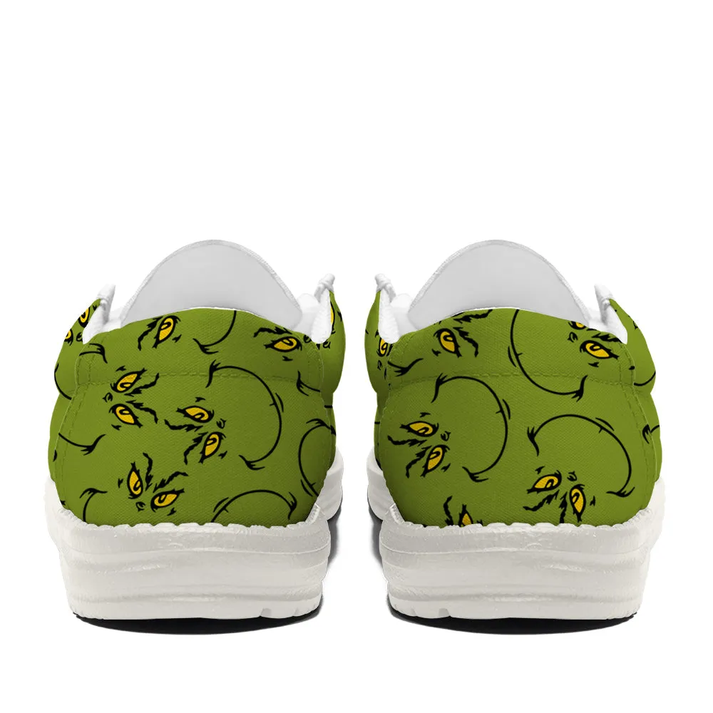 Grinch Pattern Canvas Loafer Shoes