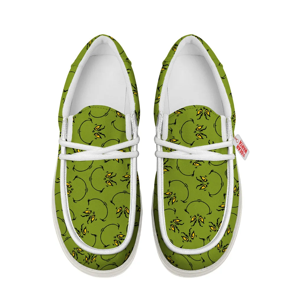 Grinch Pattern Canvas Loafer Shoes