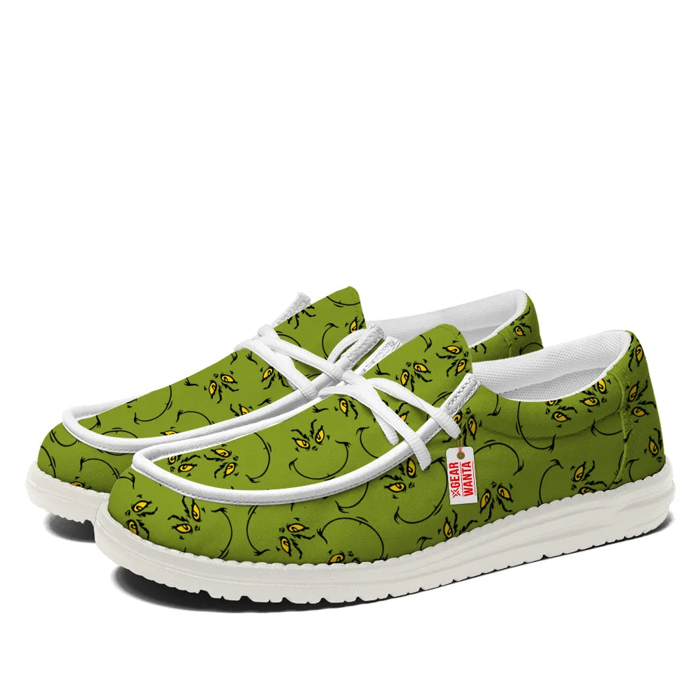Grinch Pattern Canvas Loafer Shoes