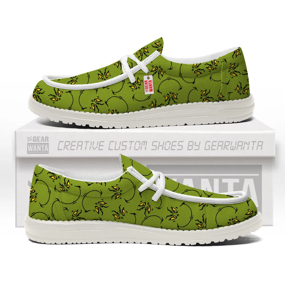 Grinch Pattern Canvas Loafer Shoes