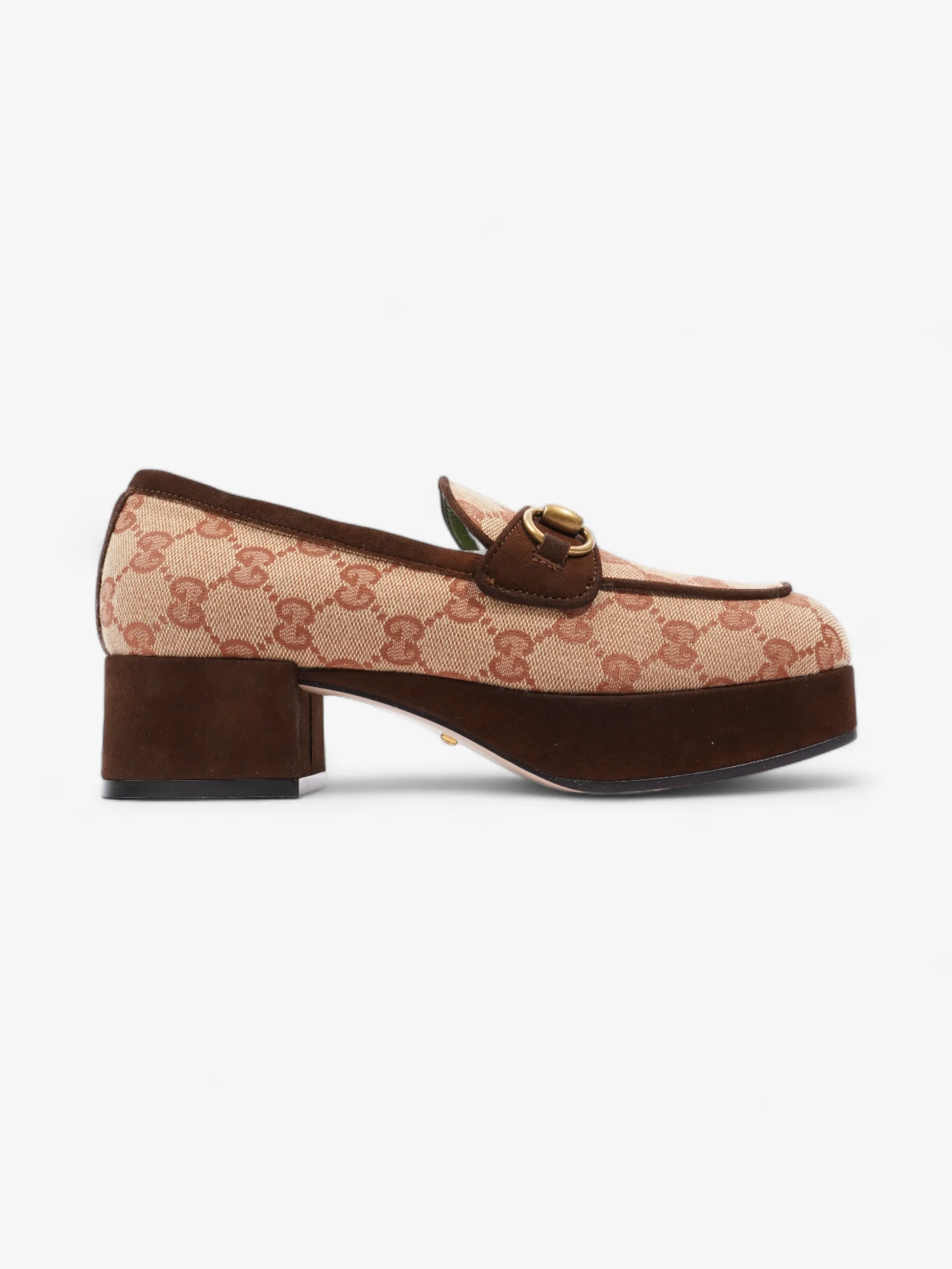 Gucci Horsebit Loafer Beige / Brown Canvas EU 35.5 UK 2.5