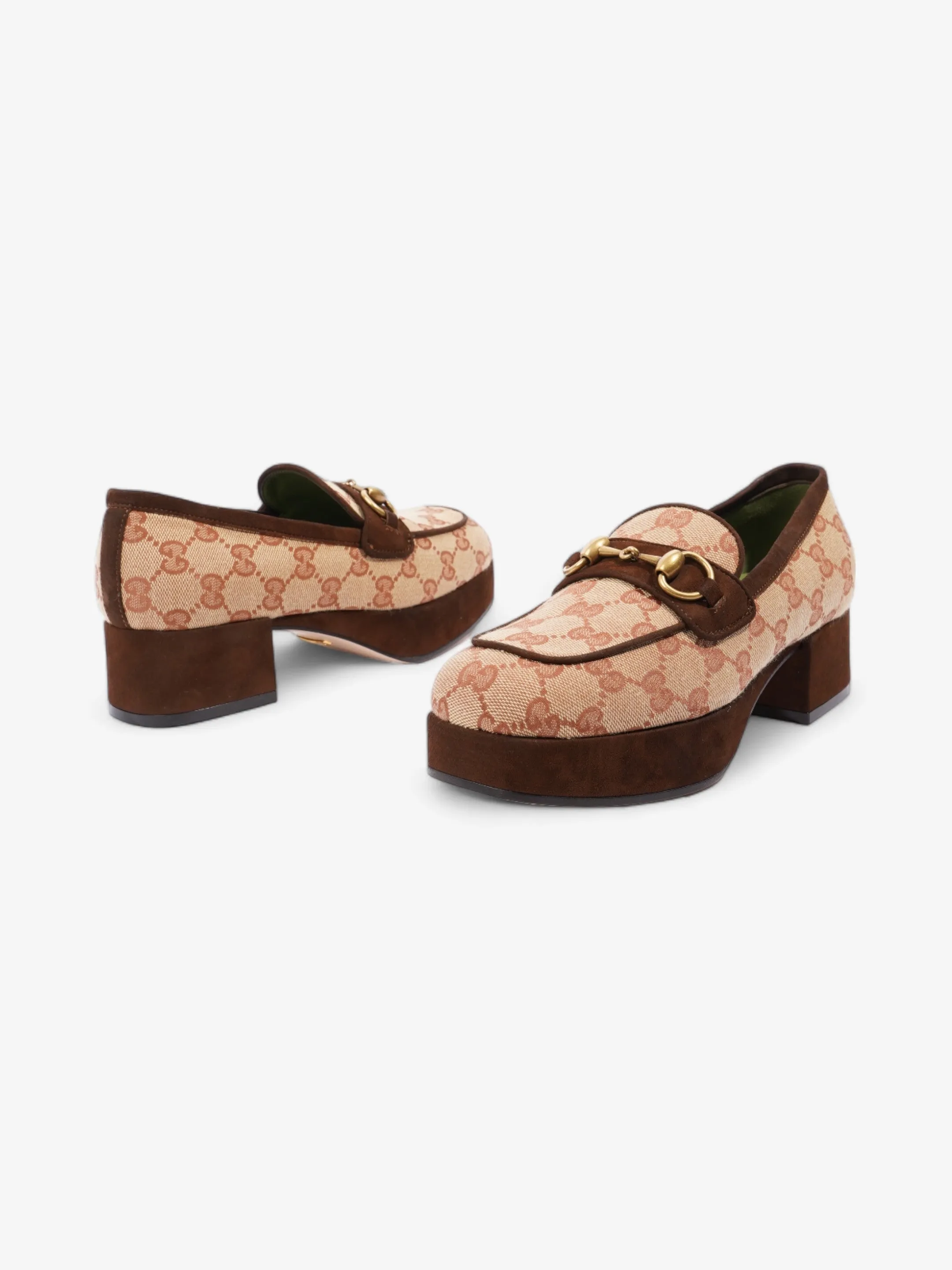 Gucci Horsebit Loafer Beige / Brown Canvas EU 35.5 UK 2.5