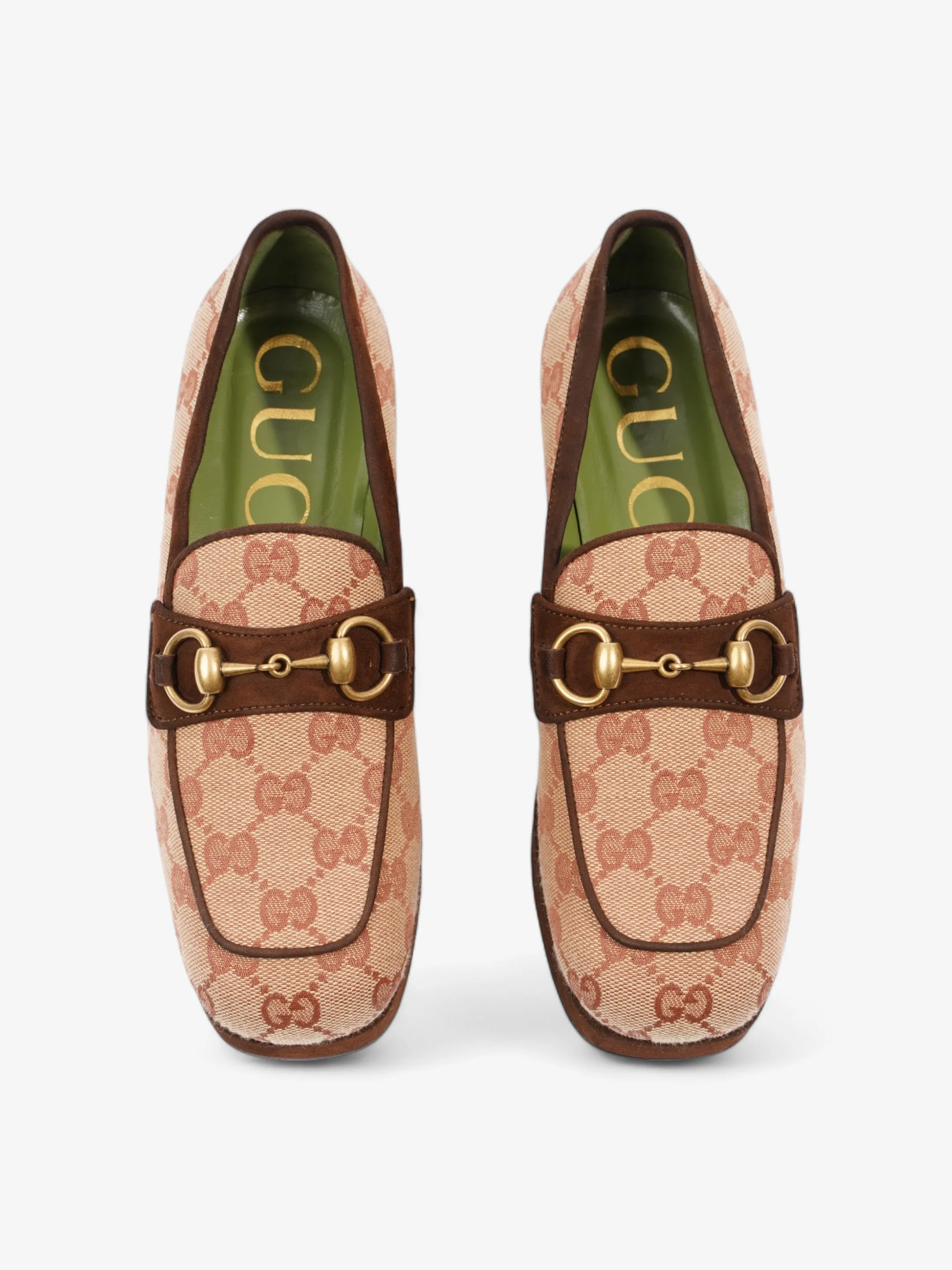 Gucci Horsebit Loafer Beige / Brown Canvas EU 35.5 UK 2.5