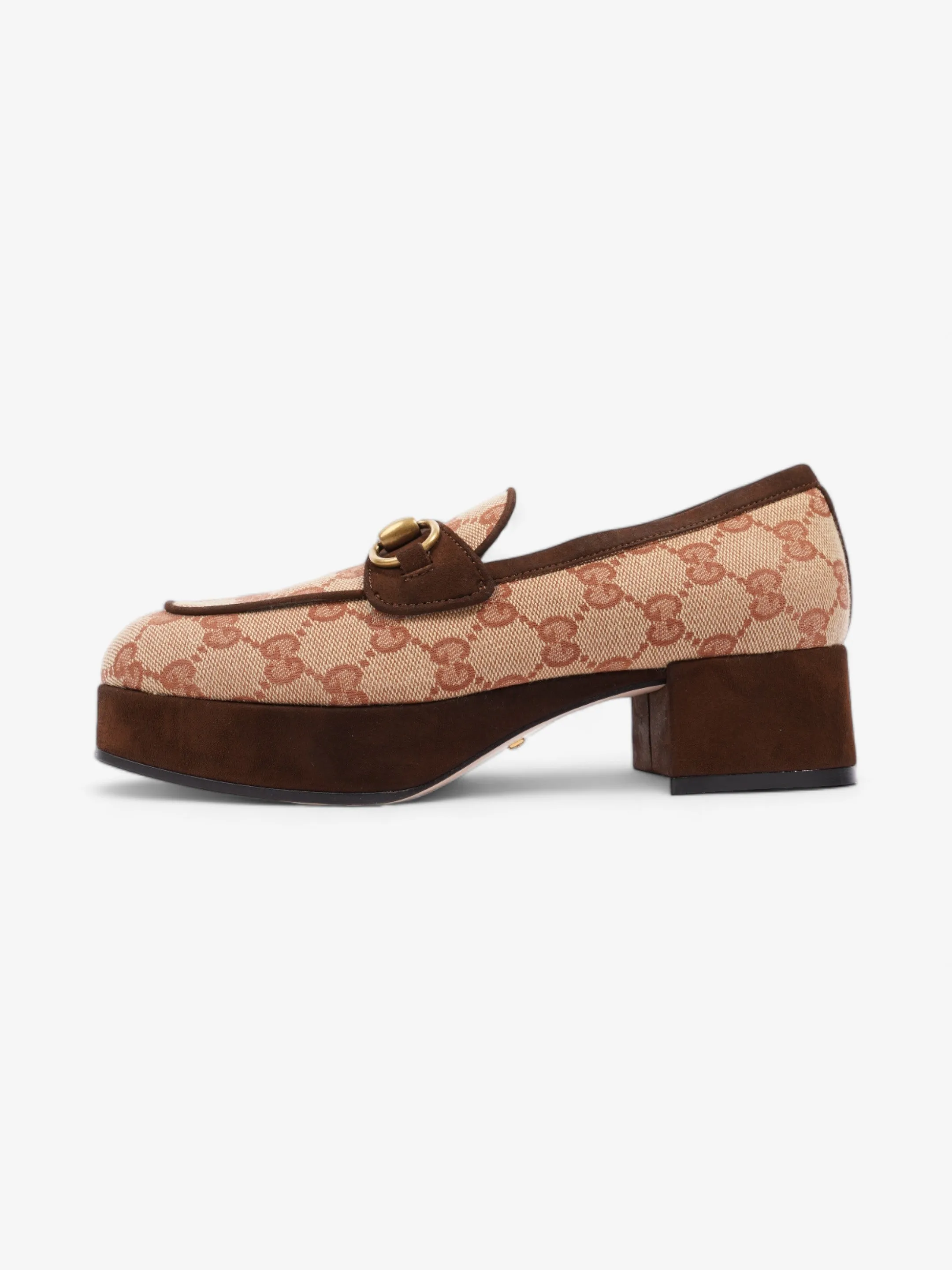 Gucci Horsebit Loafer Beige / Brown Canvas EU 35.5 UK 2.5