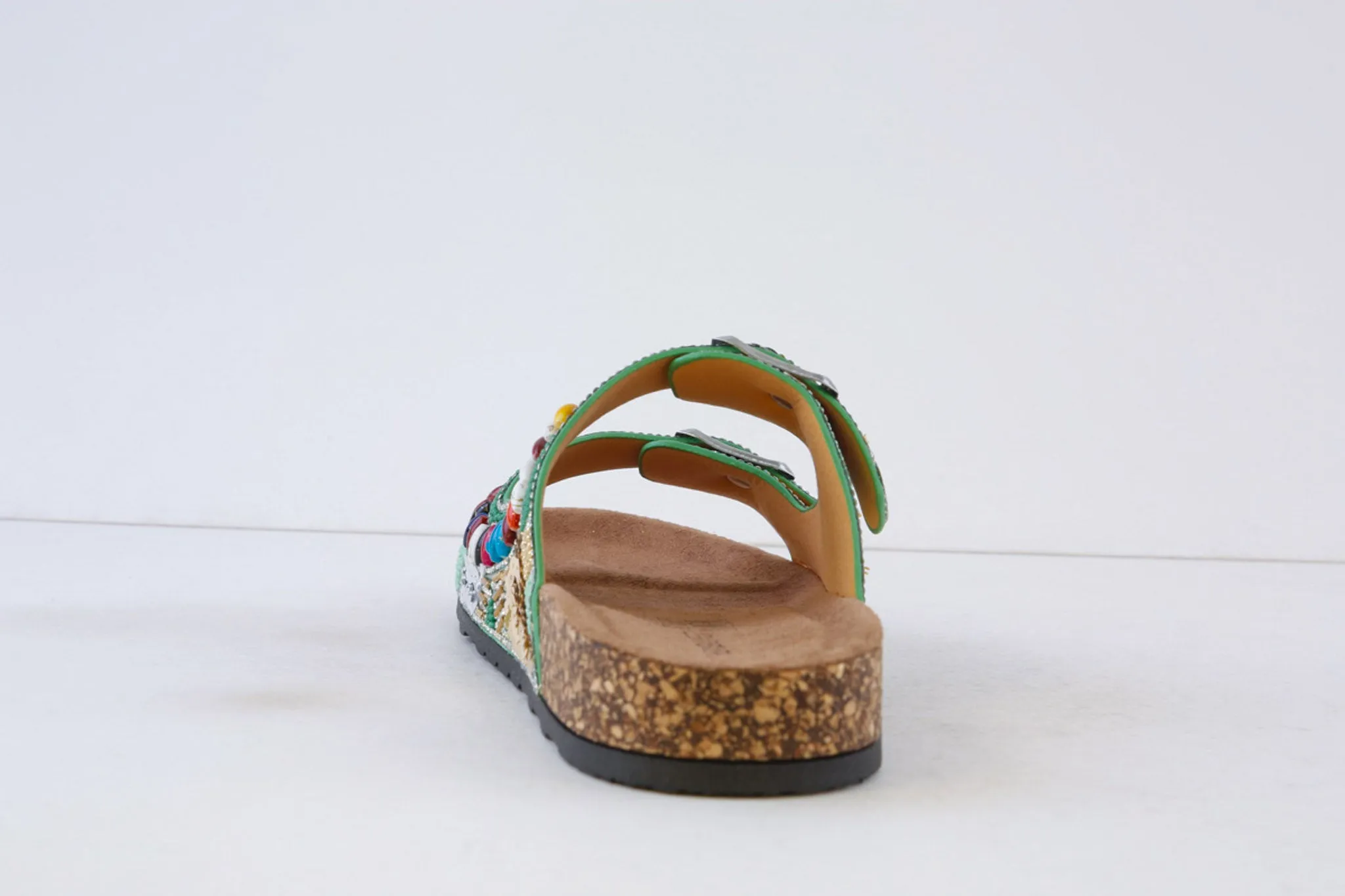 HEAVENLY FEET - JESS DOUBLE BUCKLE MULE - GREEN