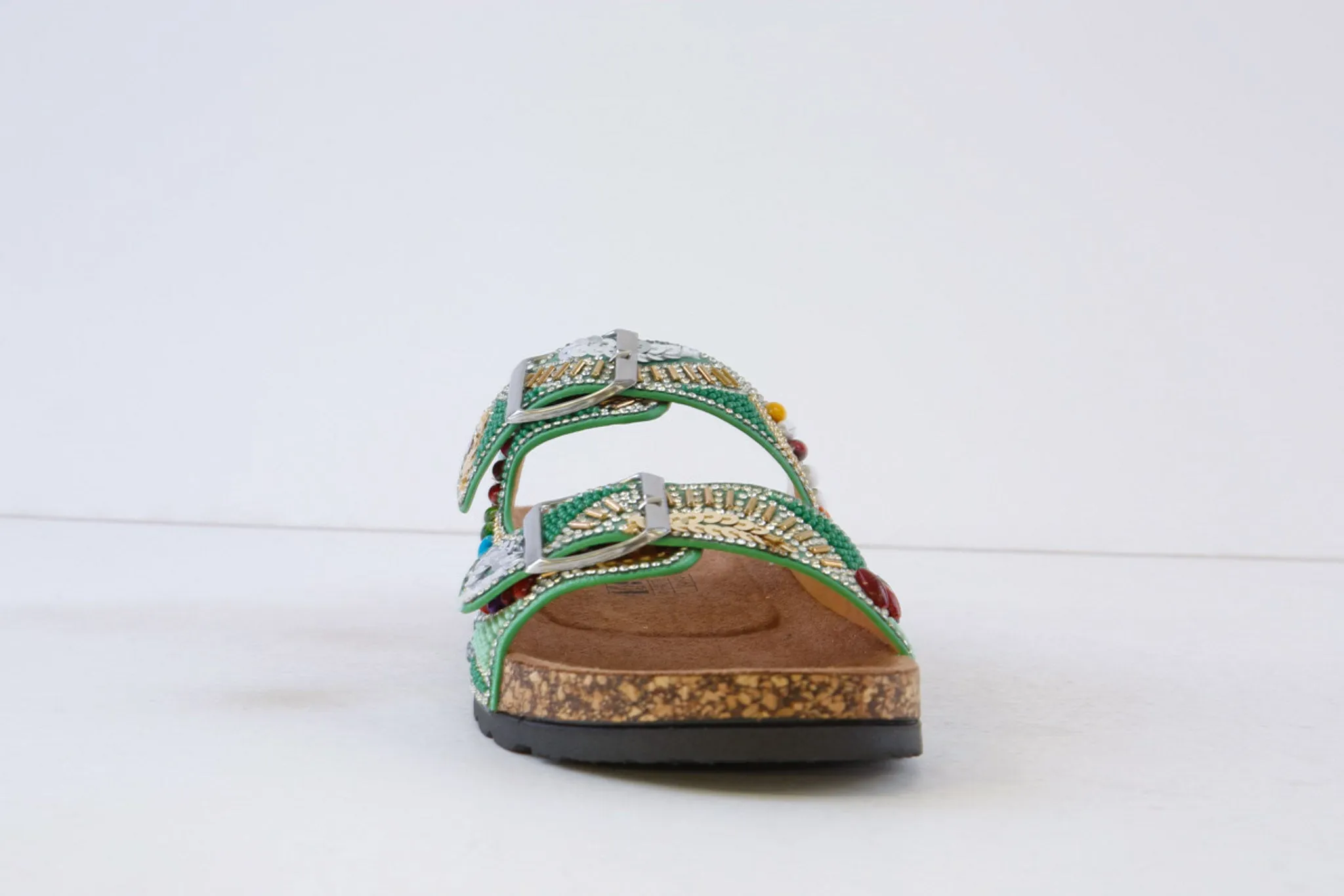 HEAVENLY FEET - JESS DOUBLE BUCKLE MULE - GREEN