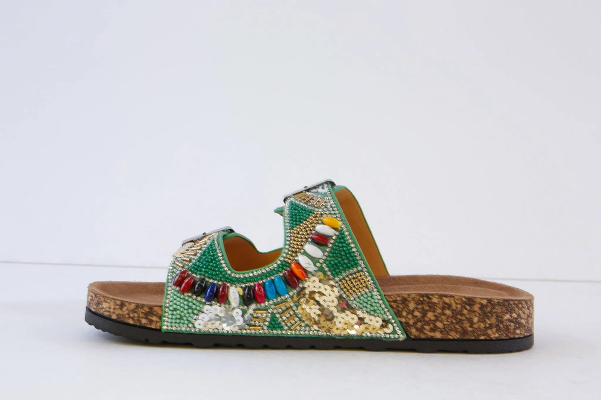 HEAVENLY FEET - JESS DOUBLE BUCKLE MULE - GREEN