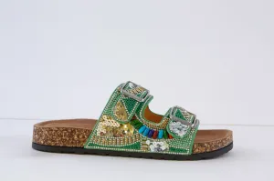 HEAVENLY FEET - JESS DOUBLE BUCKLE MULE - GREEN