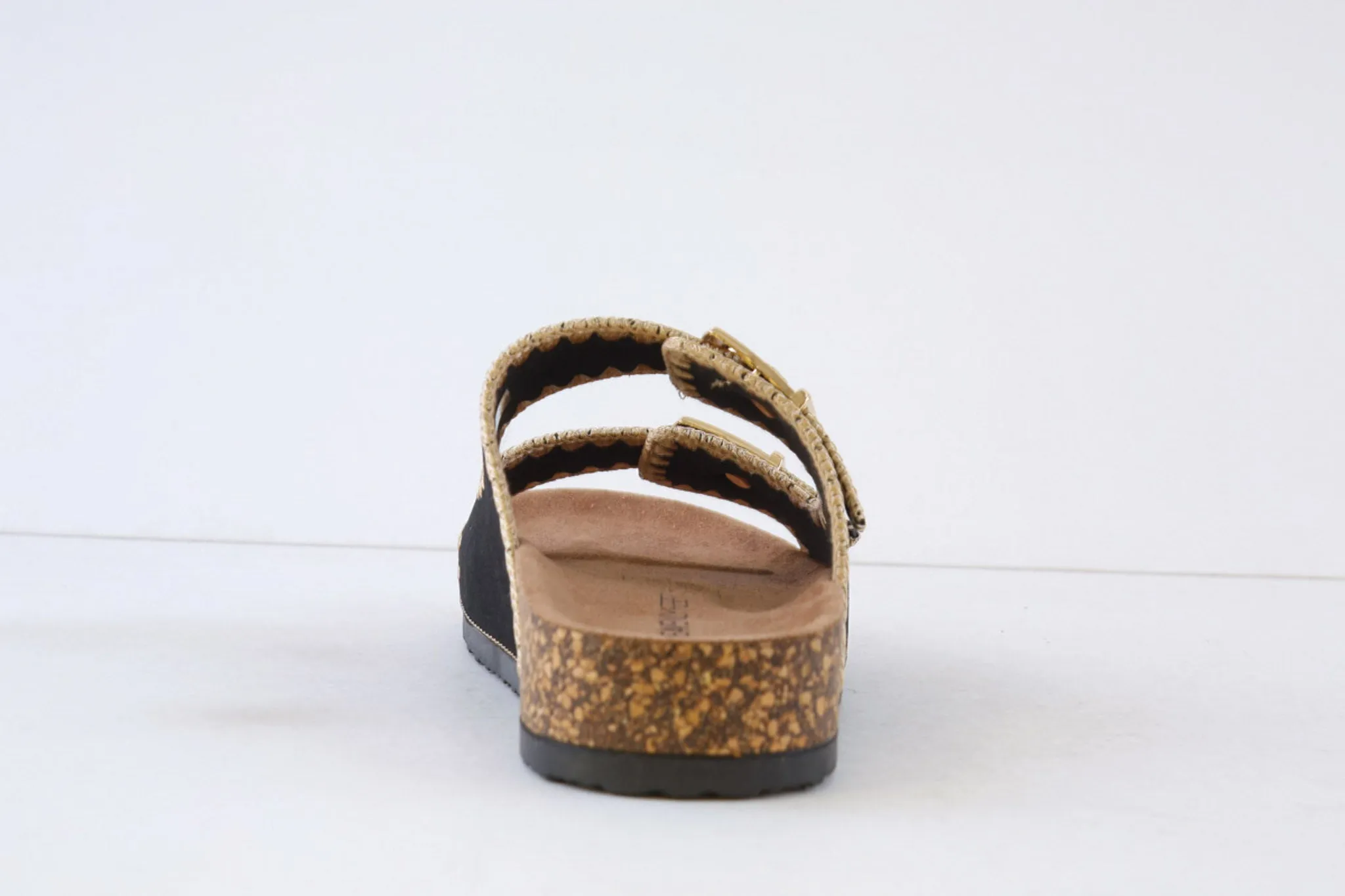 HEAVENLY FEET - SANDY DOUBLE BUCKLE MULE - BLACK/CREAM