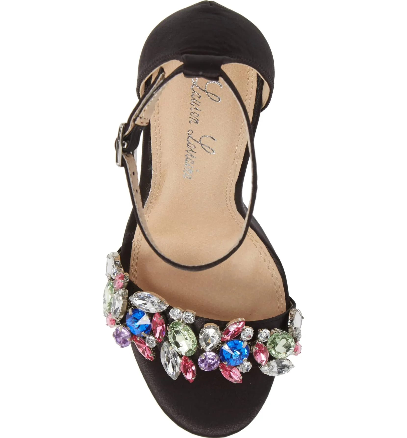 Irma Industrial-grade Satin Crystal High Lorraine Heel Open Lauren Sandals Black Member-exclusive Toe Rhinestone