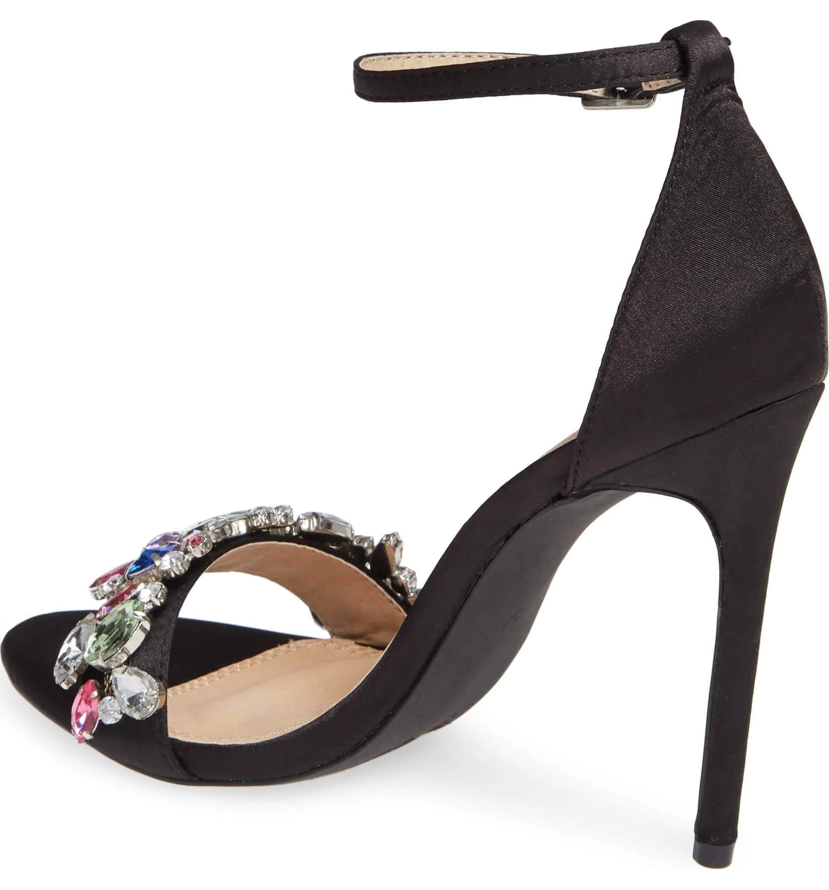 Irma Industrial-grade Satin Crystal High Lorraine Heel Open Lauren Sandals Black Member-exclusive Toe Rhinestone