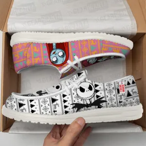 Jack and Sally Christmas Ugly Canvas Loafer Shoes