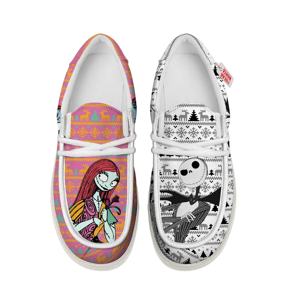 Jack and Sally Christmas Ugly Canvas Loafer Shoes