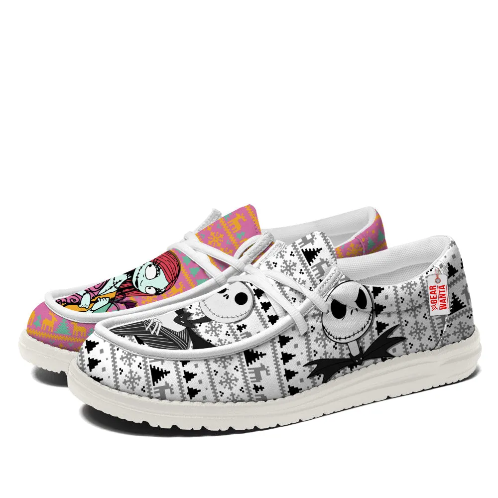 Jack and Sally Christmas Ugly Canvas Loafer Shoes