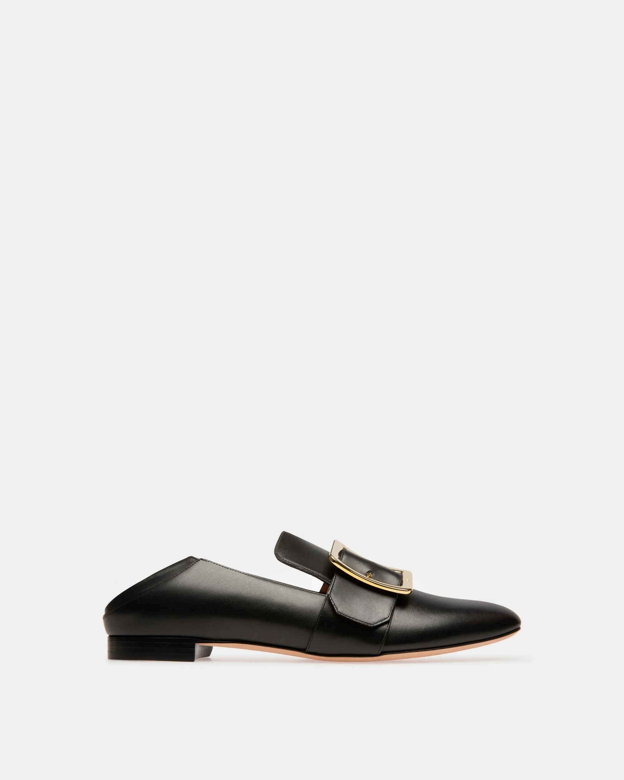 Janelle Leather Slippers In Black
