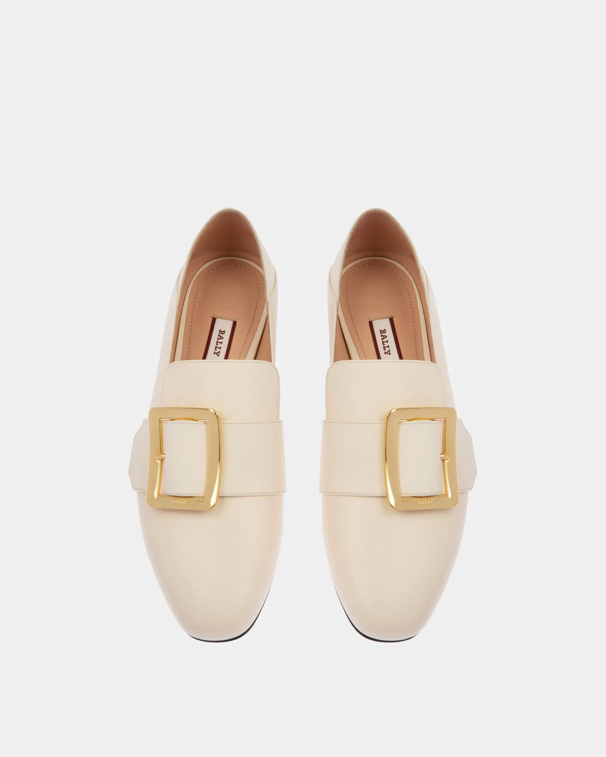 Janelle Leather Slippers In Bone