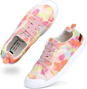 JENN ARDOR Women's Canvas Sneaker Slip-ons Loafers Shoes for Womens Fashion Casual Canvas Round Toe Soft Comfortable Walking Flats