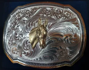 Jewelry - Montana Silversmiths - Buckle Mule Head - Swirl background