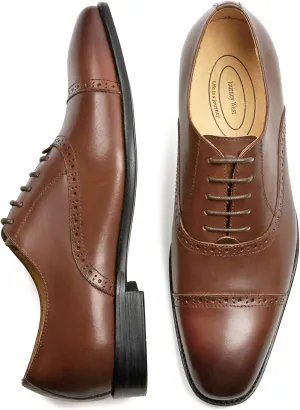 Journey West Mens Dress Shoes with Genuine Leather in Cap-Toe Business Oxford Formal Wedding Shoes for Men