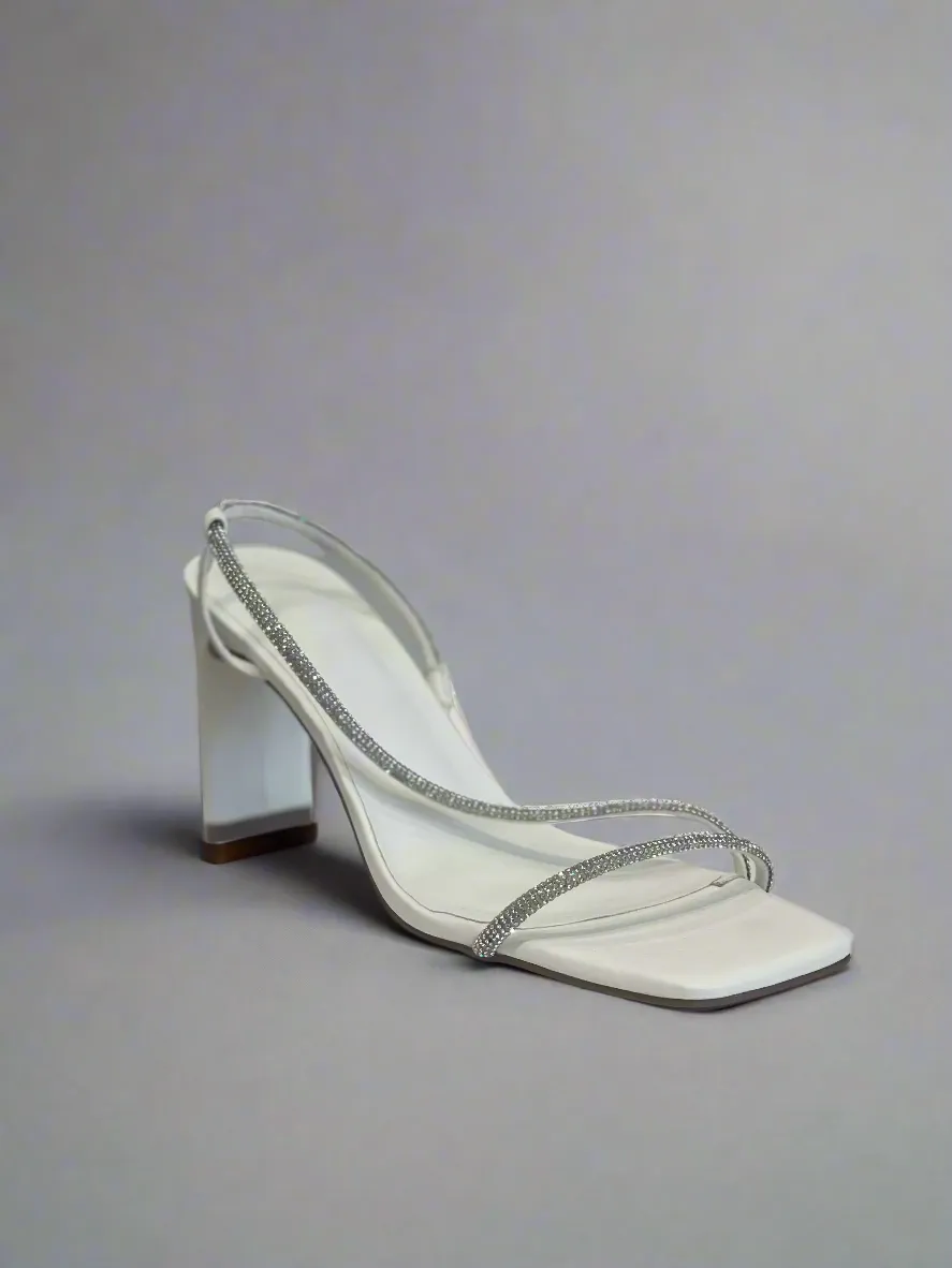 Kaye Heel - White Diamante