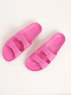 Ladies Cross Fully Moulded EVA Buckle Mule Sandal - Cerise