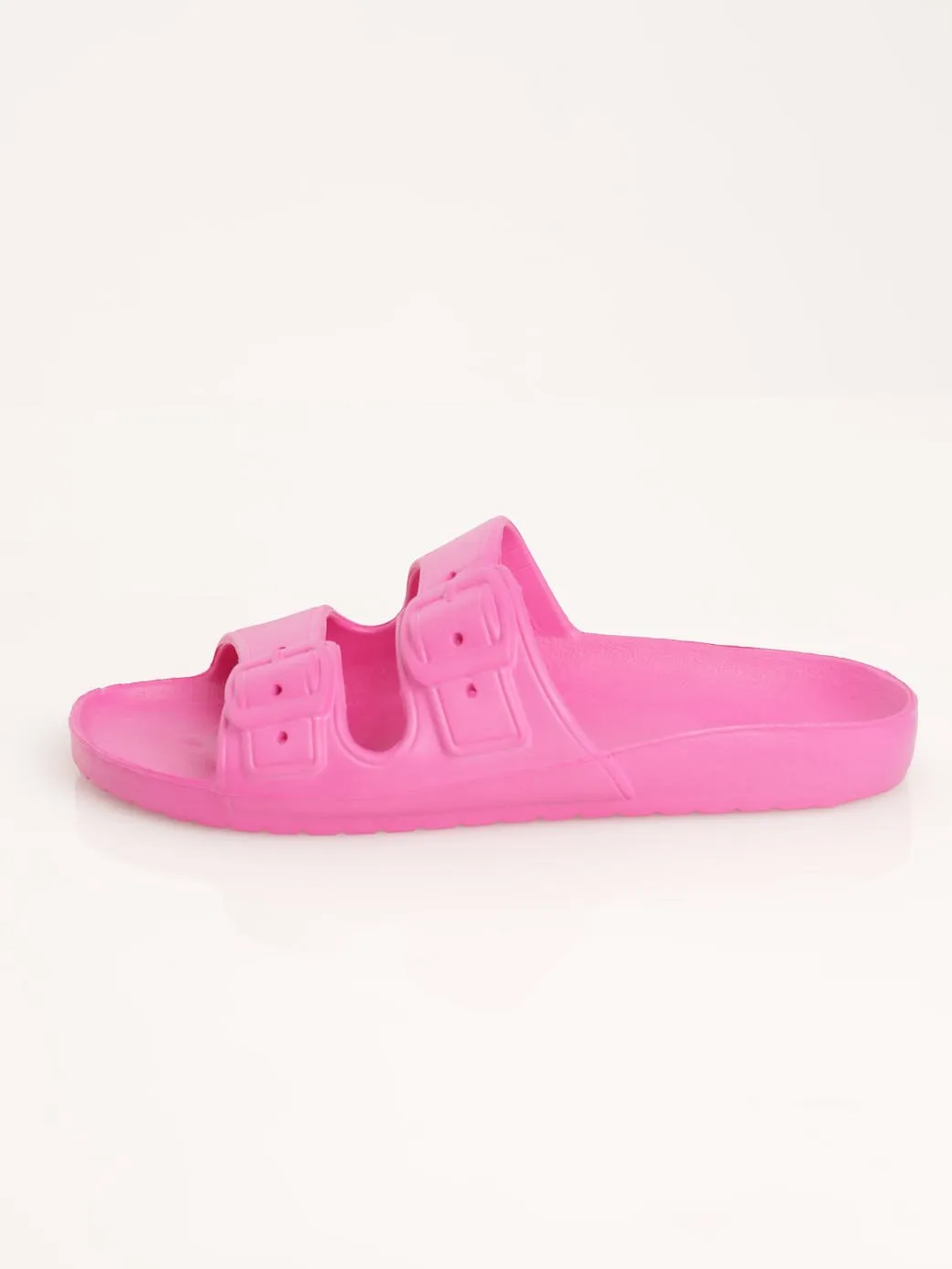 Ladies Cross Fully Moulded EVA Buckle Mule Sandal - Cerise