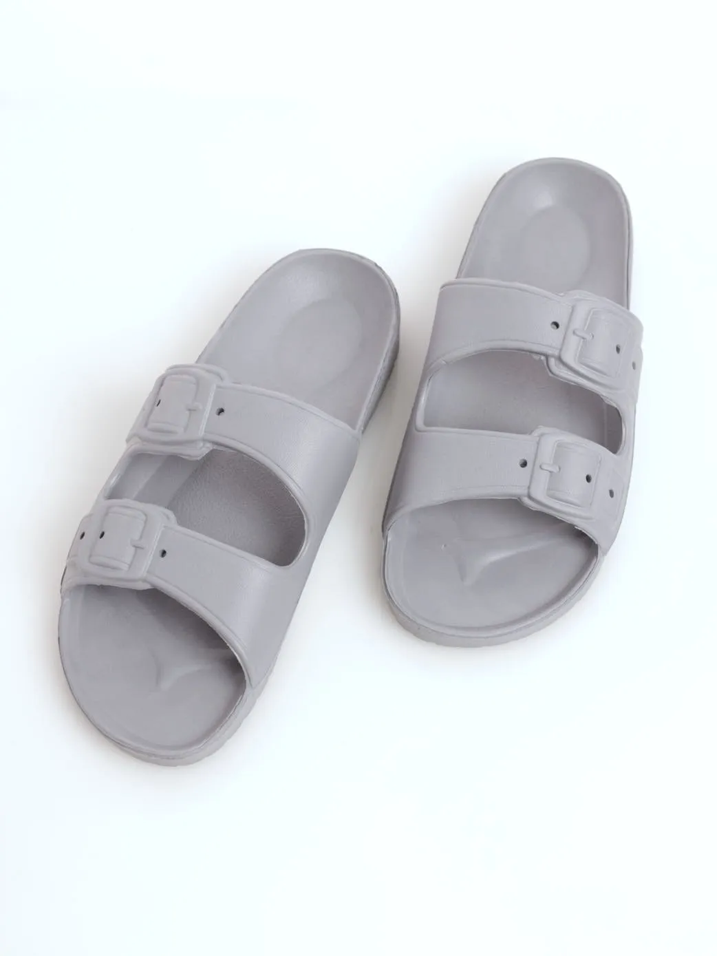 Ladies Fully Moulded  EVA Buckle Mule Sandal - Grey