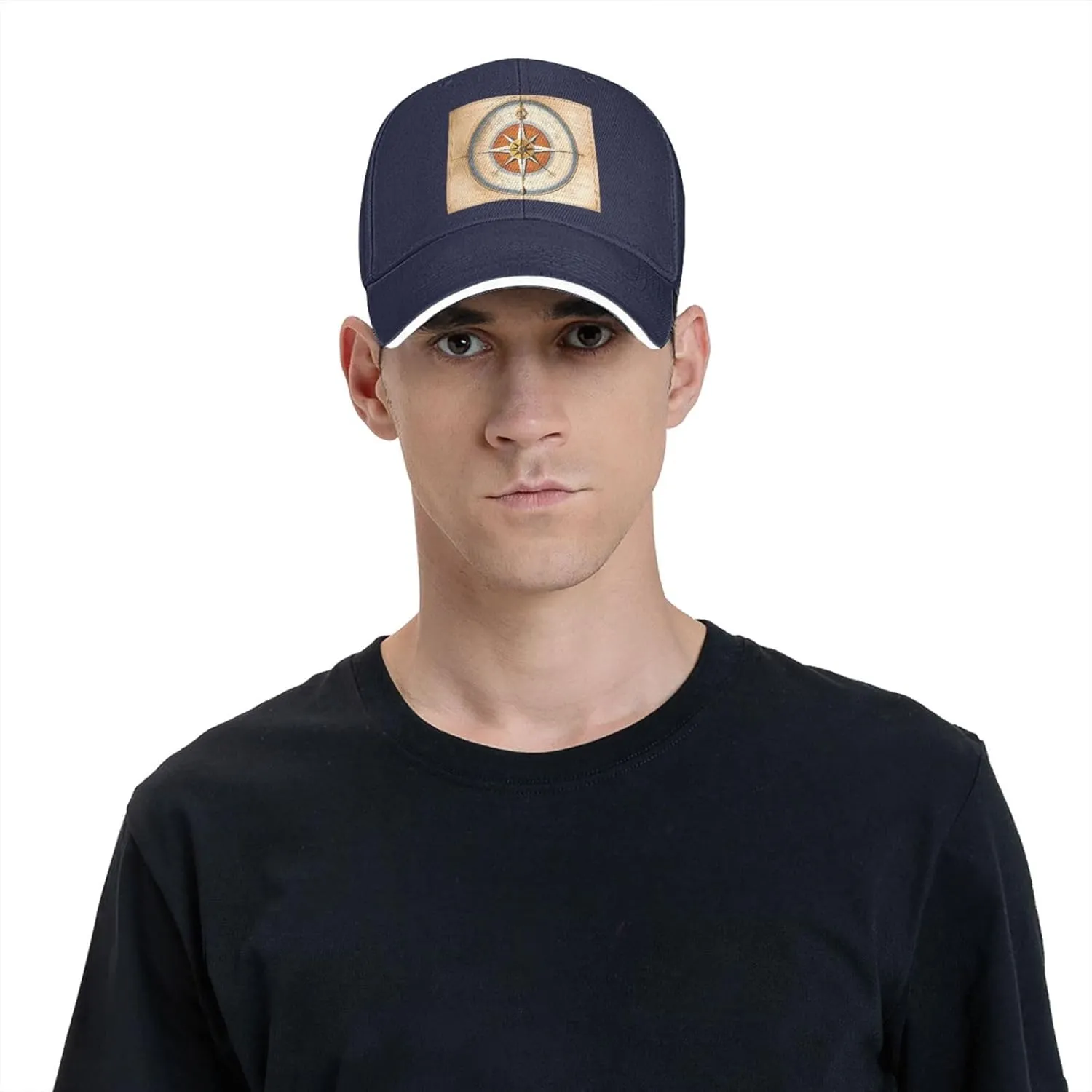 Law of The Compass Navigation Pattern Unisex Baseball Cap Black : Breathable, Light