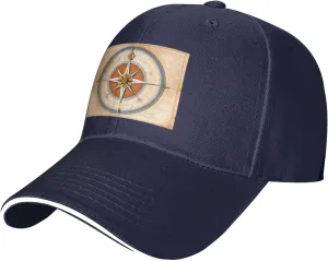 Law of The Compass Navigation Pattern Unisex Baseball Cap Black : Breathable, Light