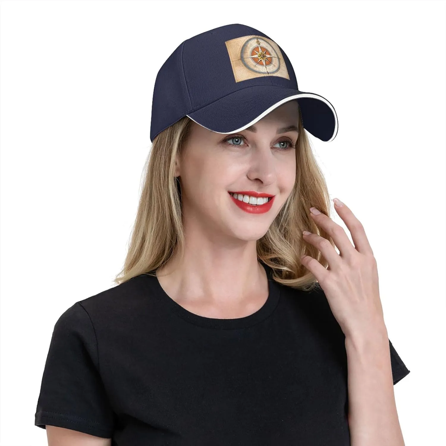 Law of The Compass Navigation Pattern Unisex Baseball Cap Black : Breathable, Light