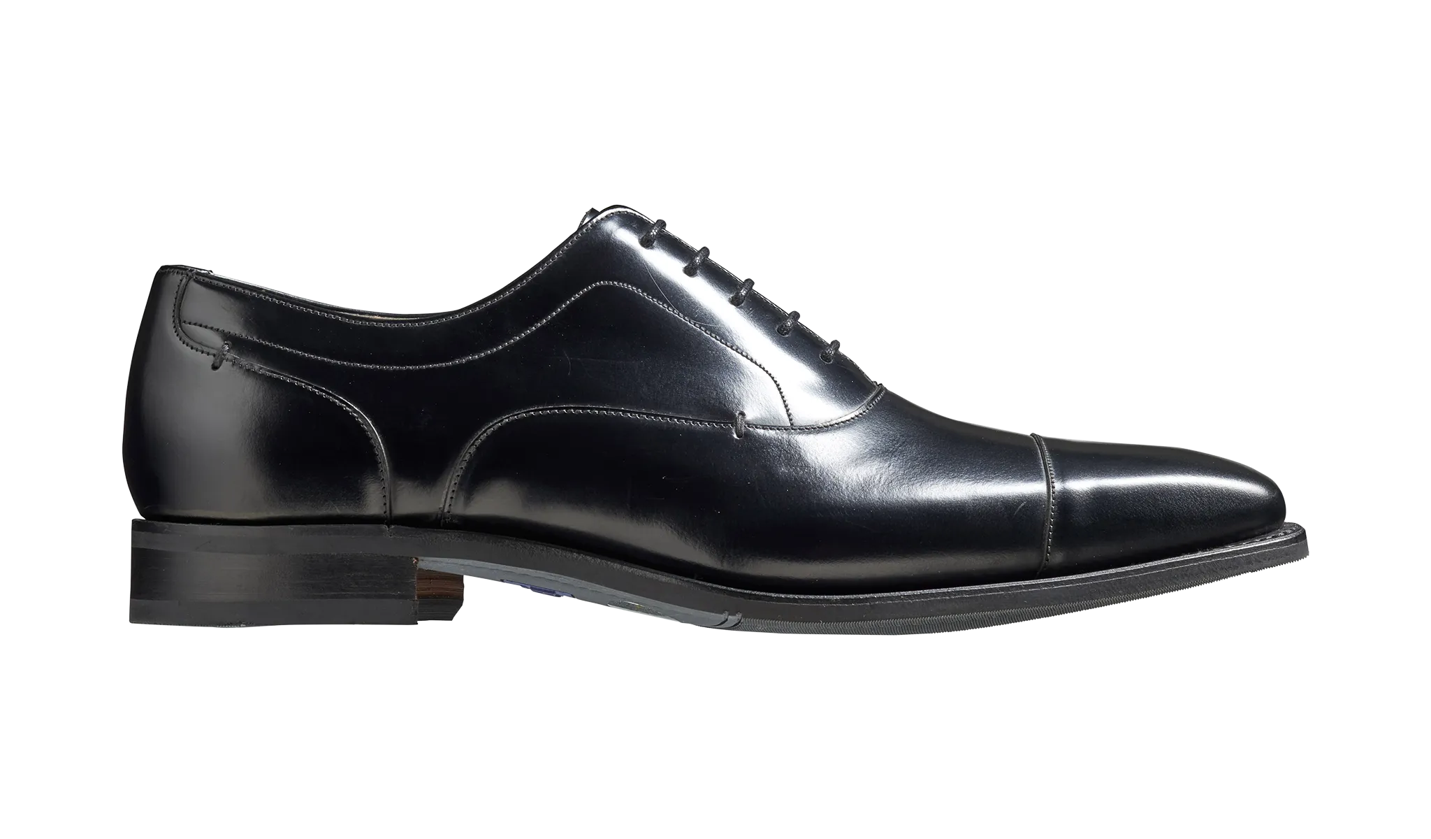 Liam - Black Hi-Shine Toe Cap Oxford