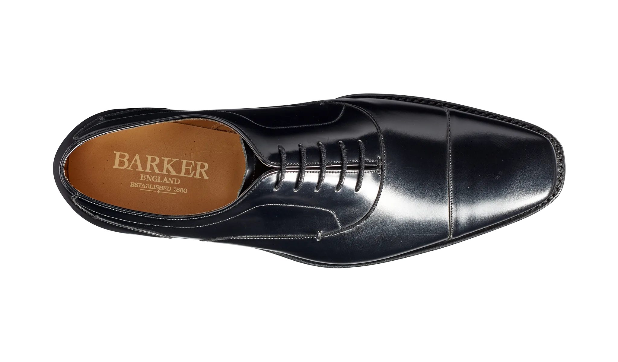 Liam - Black Hi-Shine Toe Cap Oxford