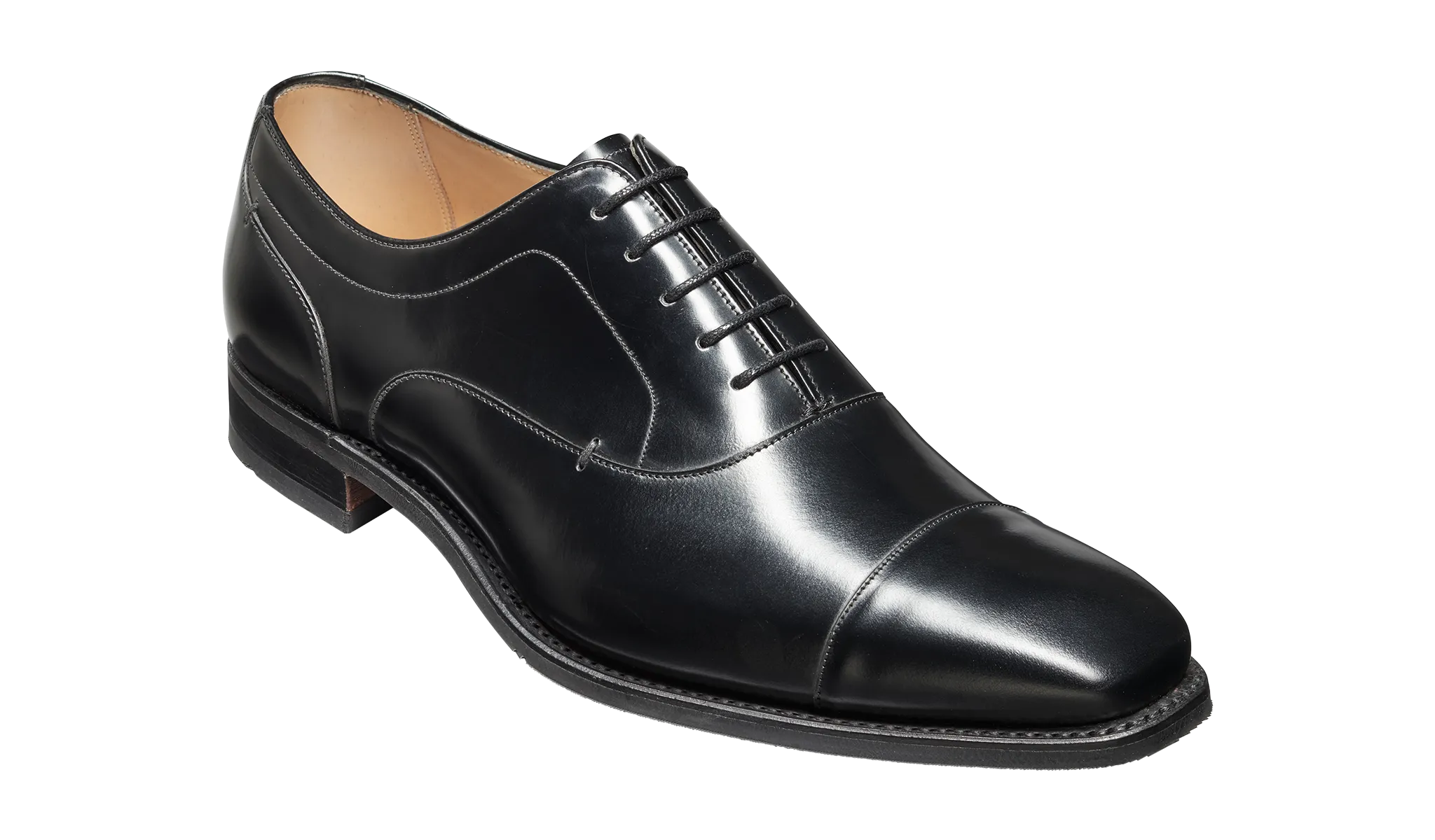 Liam - Black Hi-Shine Toe Cap Oxford