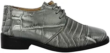 LIBERTYZENO Boys Animal Print Genuine Leather Kids Lace Up Oxford Dress Shoes for Prom Graduation