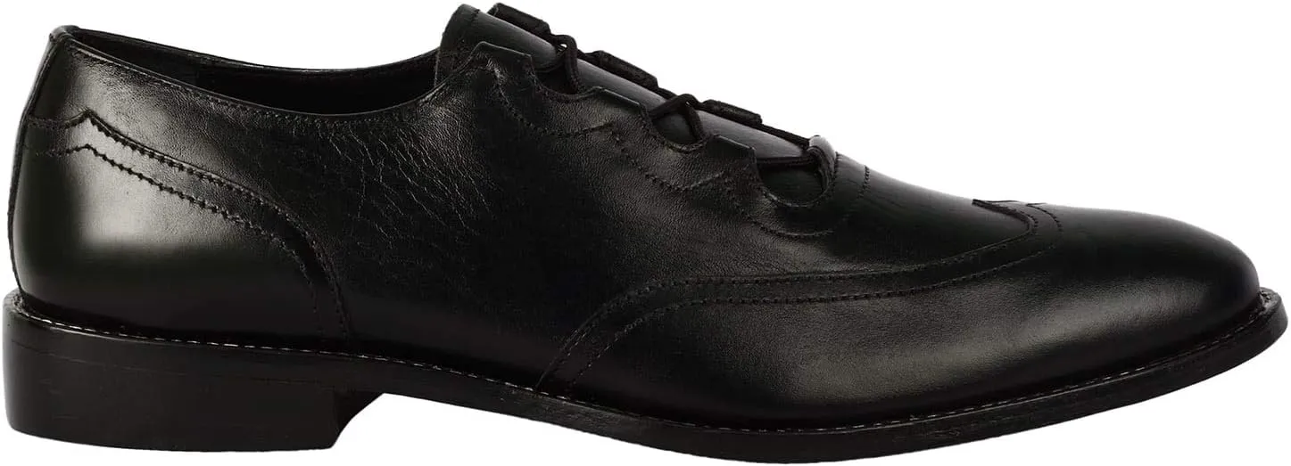 LIBERTYZENO Mens Genuine Leather Adults Wingtip Lace Up Oxford Dress Shoes for Prom Graduation