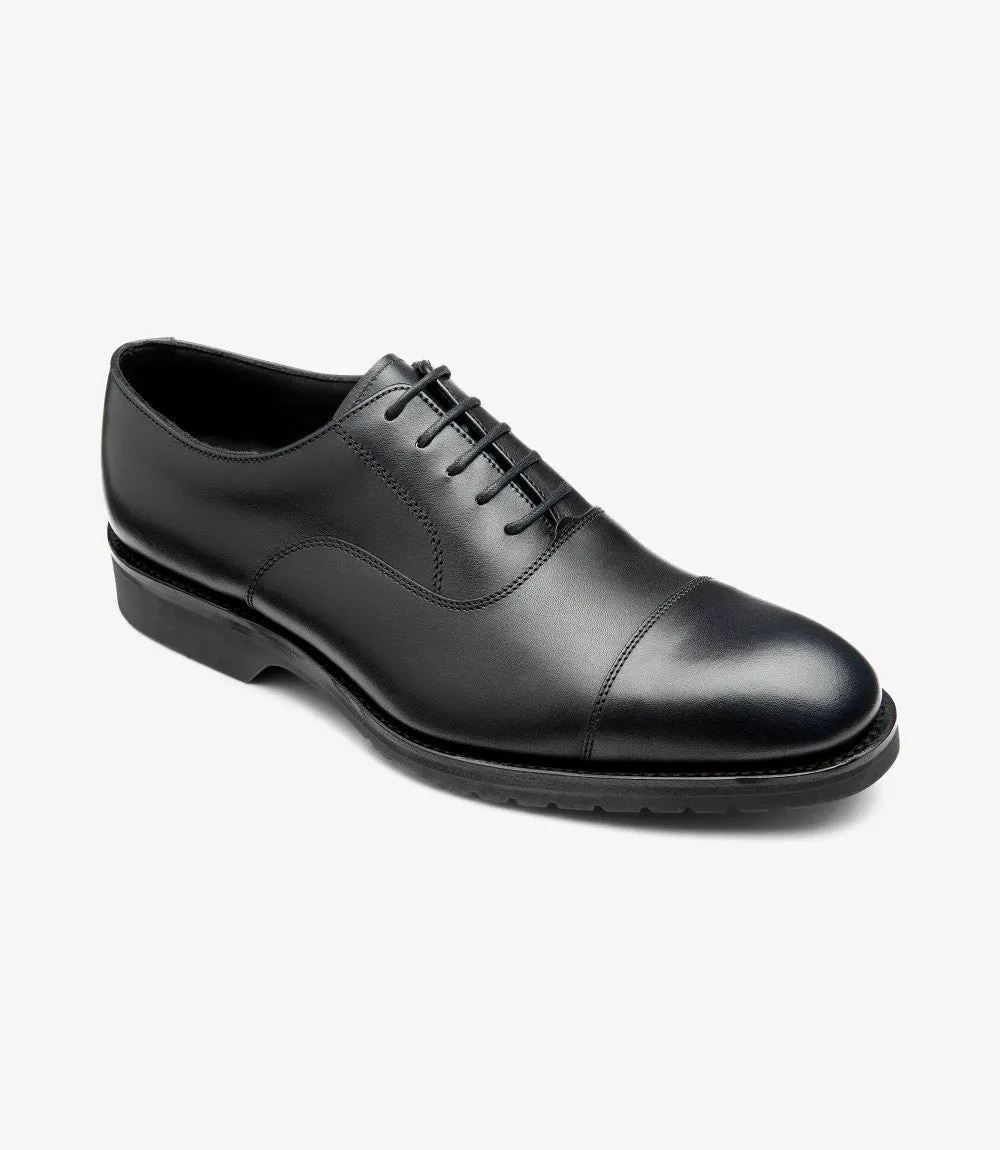 LOAKE HITCHCOCK BLACK OXFORD TOE CAP RUBBER SOLE F-MEDIUM