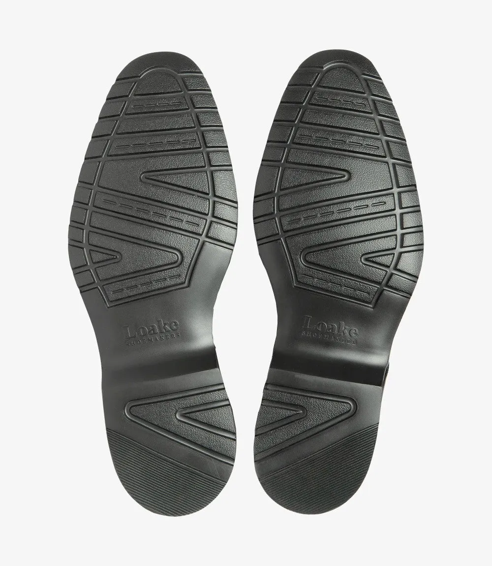 LOAKE HITCHCOCK BLACK OXFORD TOE CAP RUBBER SOLE F-MEDIUM