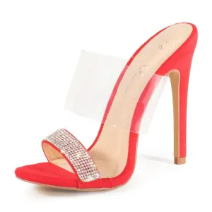 Lorraine Act quickly Fashion Timely resolution Sandals Les Rhinestone Clear Heeled Lower Band Cuff Lauren