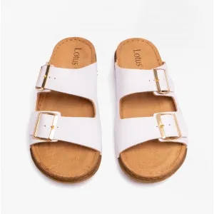 Lotus CORTONA Womens Open-Toe Mule Sandals White