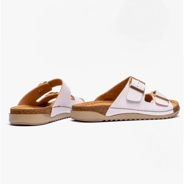 Lotus CORTONA Womens Open-Toe Mule Sandals White