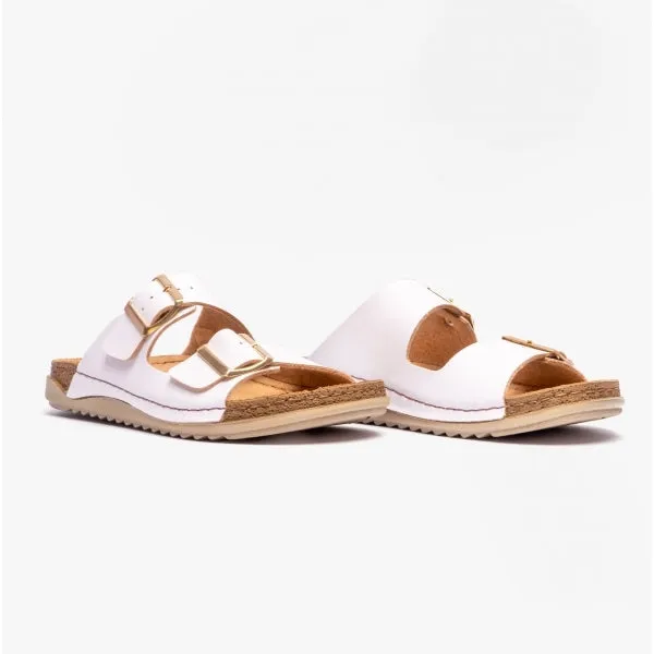 Lotus CORTONA Womens Open-Toe Mule Sandals White