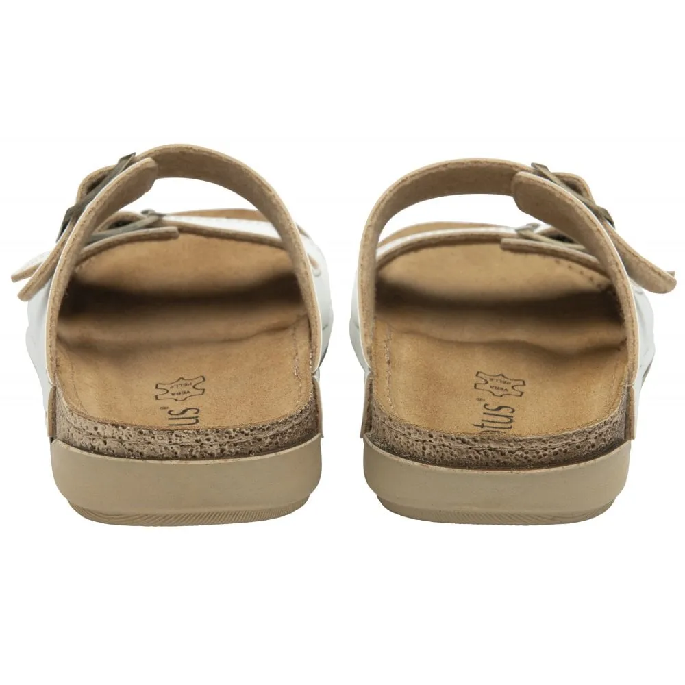 Lotus Trento Women's Twin Strap Slider Mule Sandal White