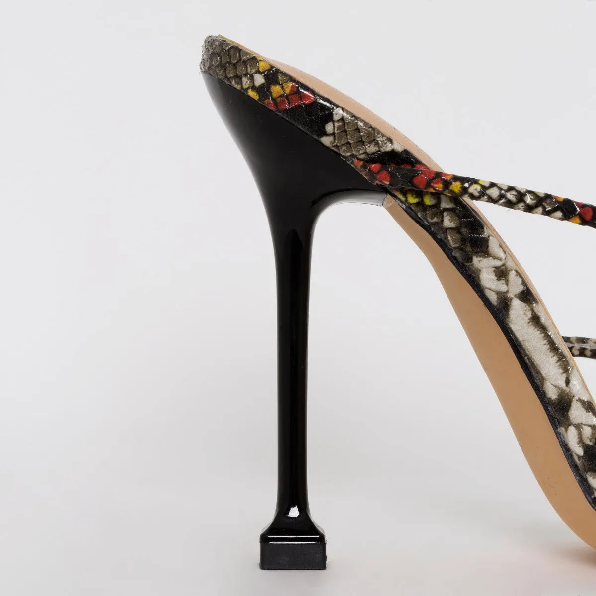 Mariana Multi Snake Print Strappy Mule Heels