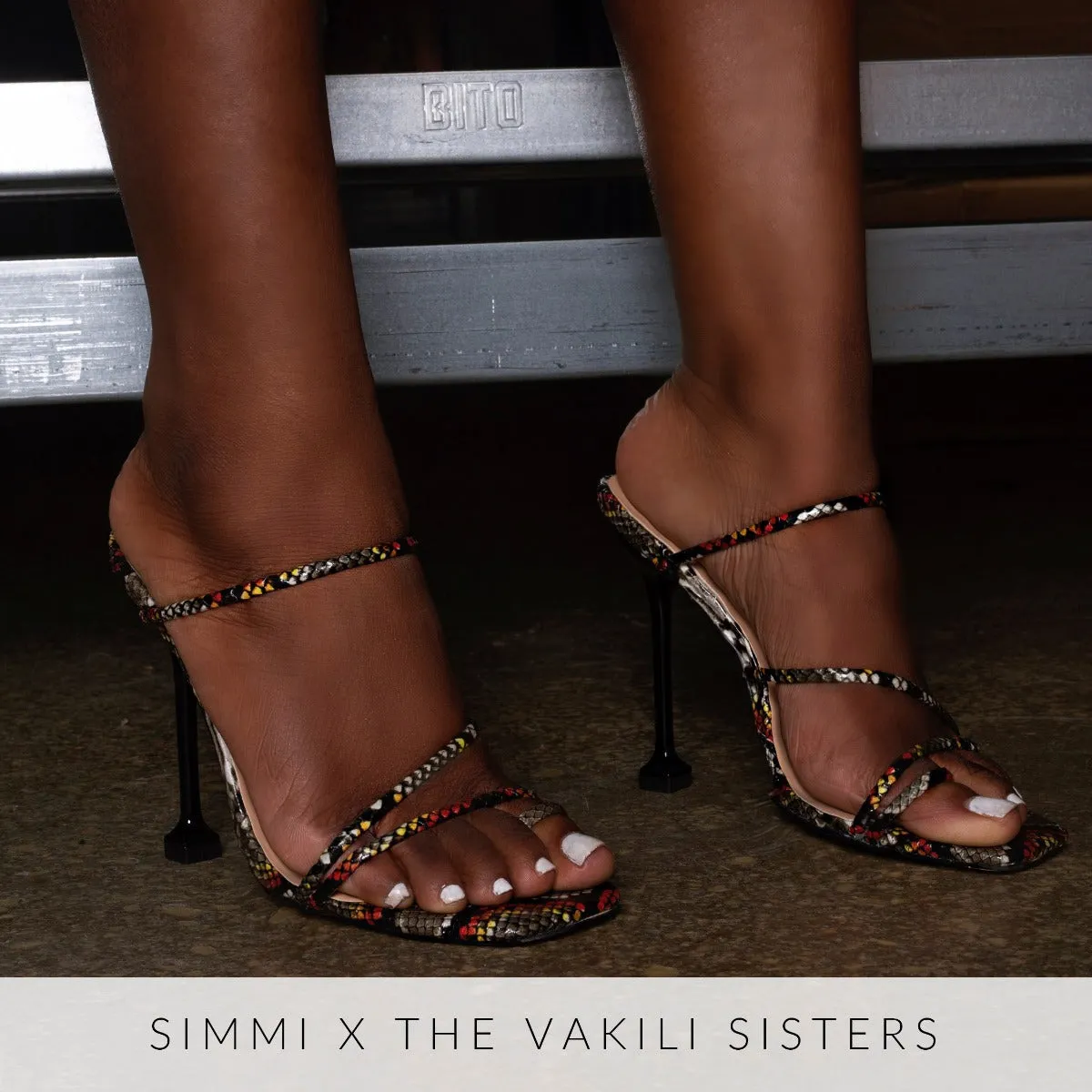 Mariana Multi Snake Print Strappy Mule Heels