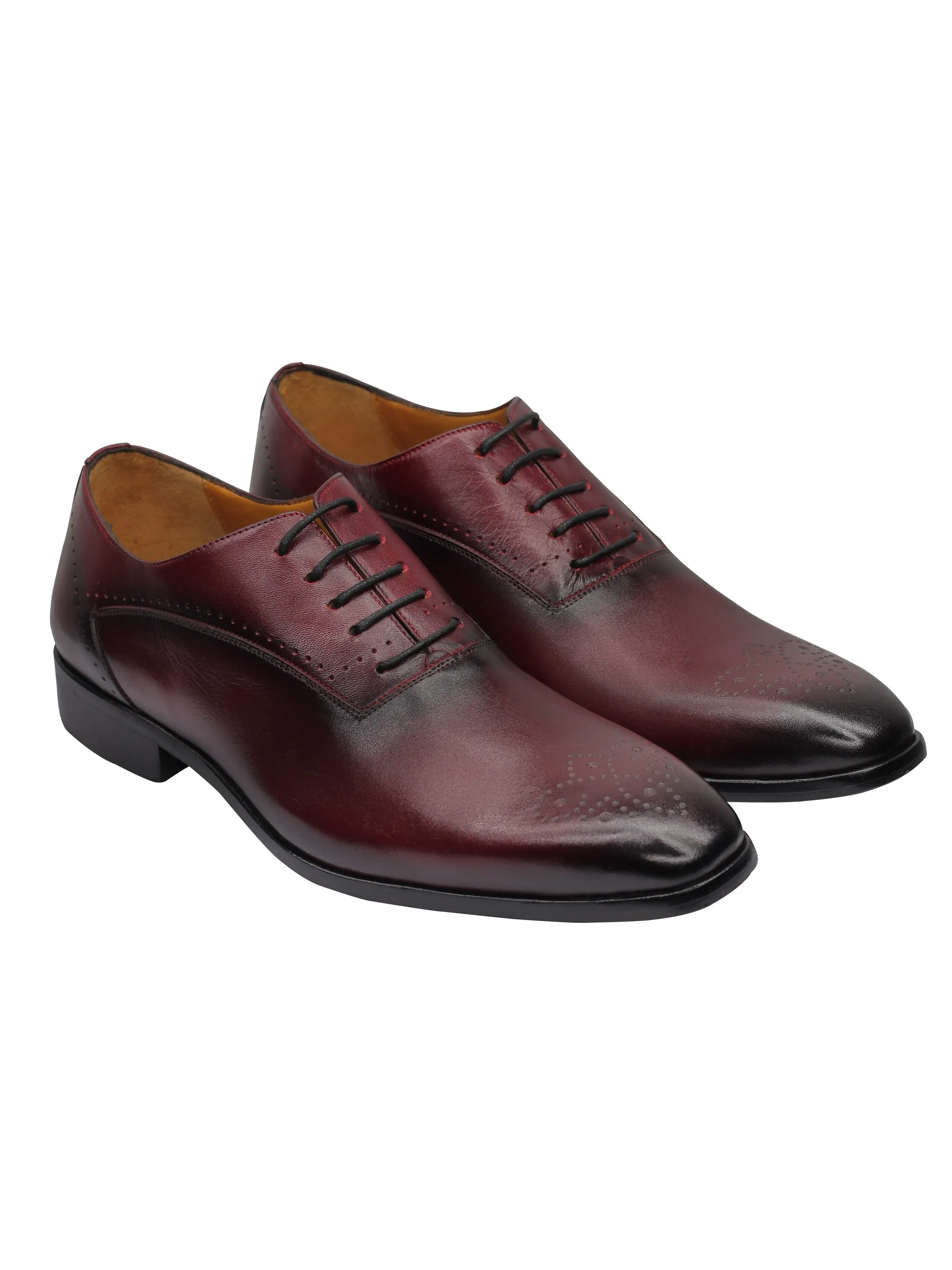 MAROON - CALF LEATHER CLASSIC SEMI BROGUES