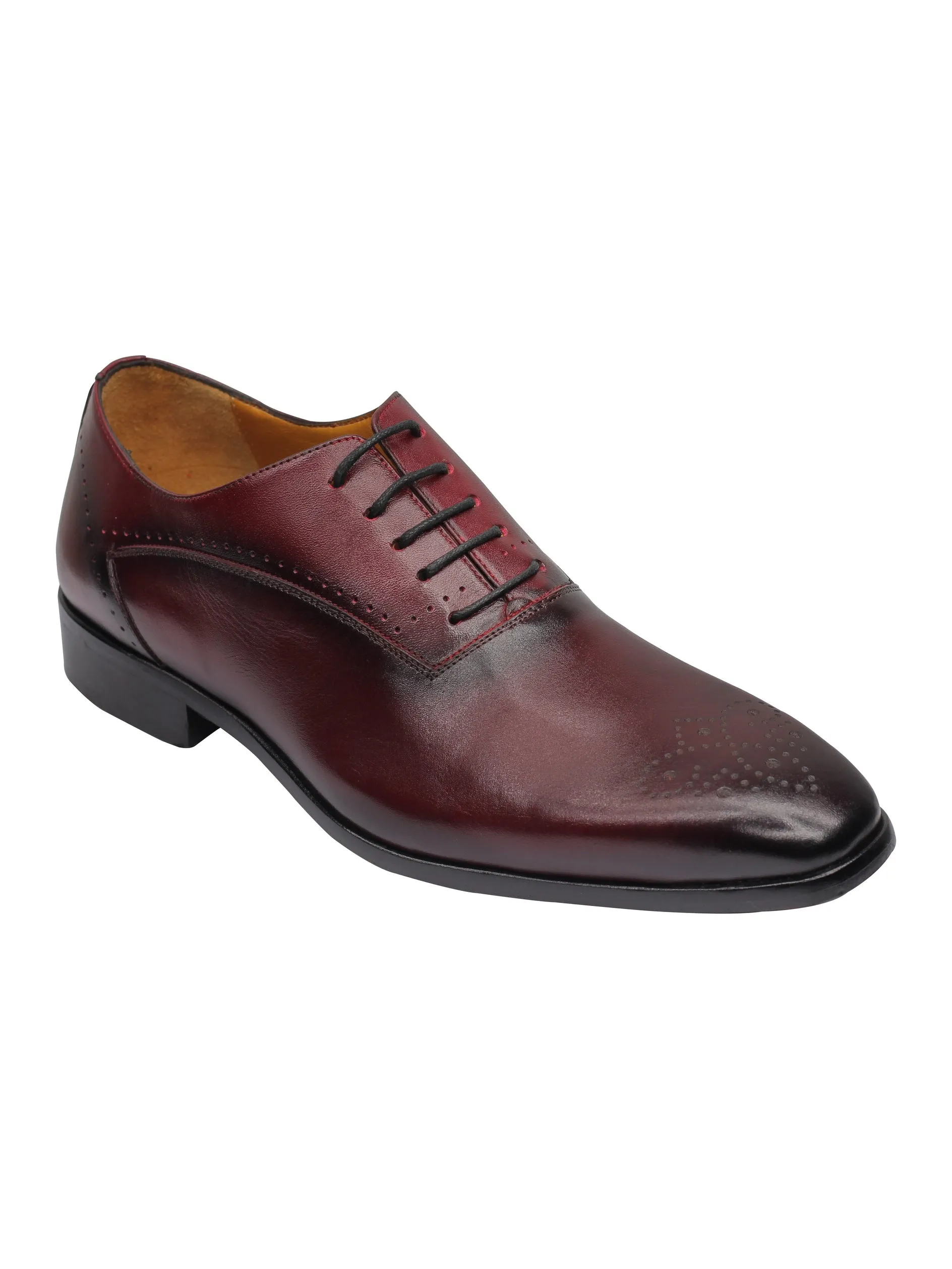 MAROON - CALF LEATHER CLASSIC SEMI BROGUES