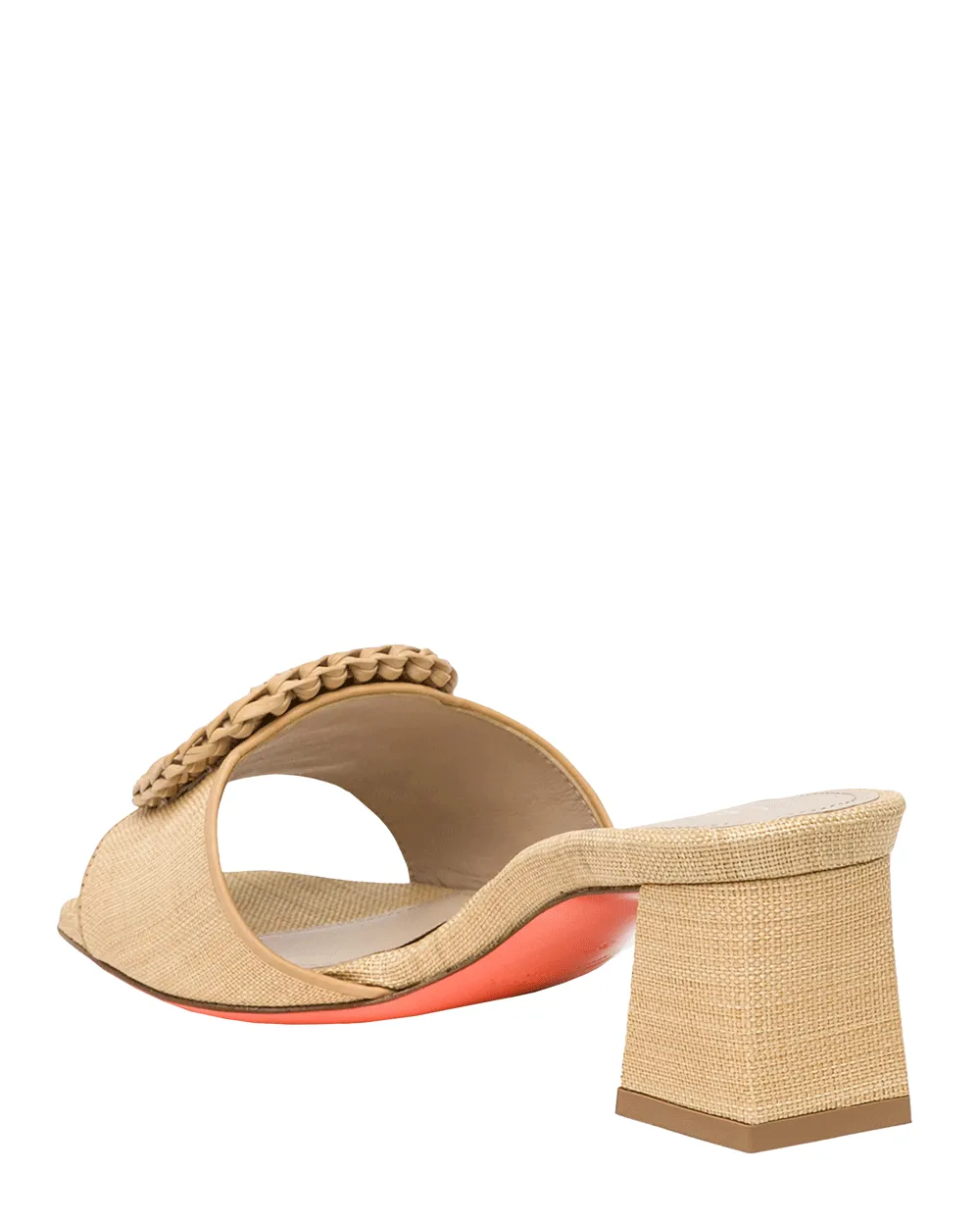 Marta Raffia Buckle Mule in Beige