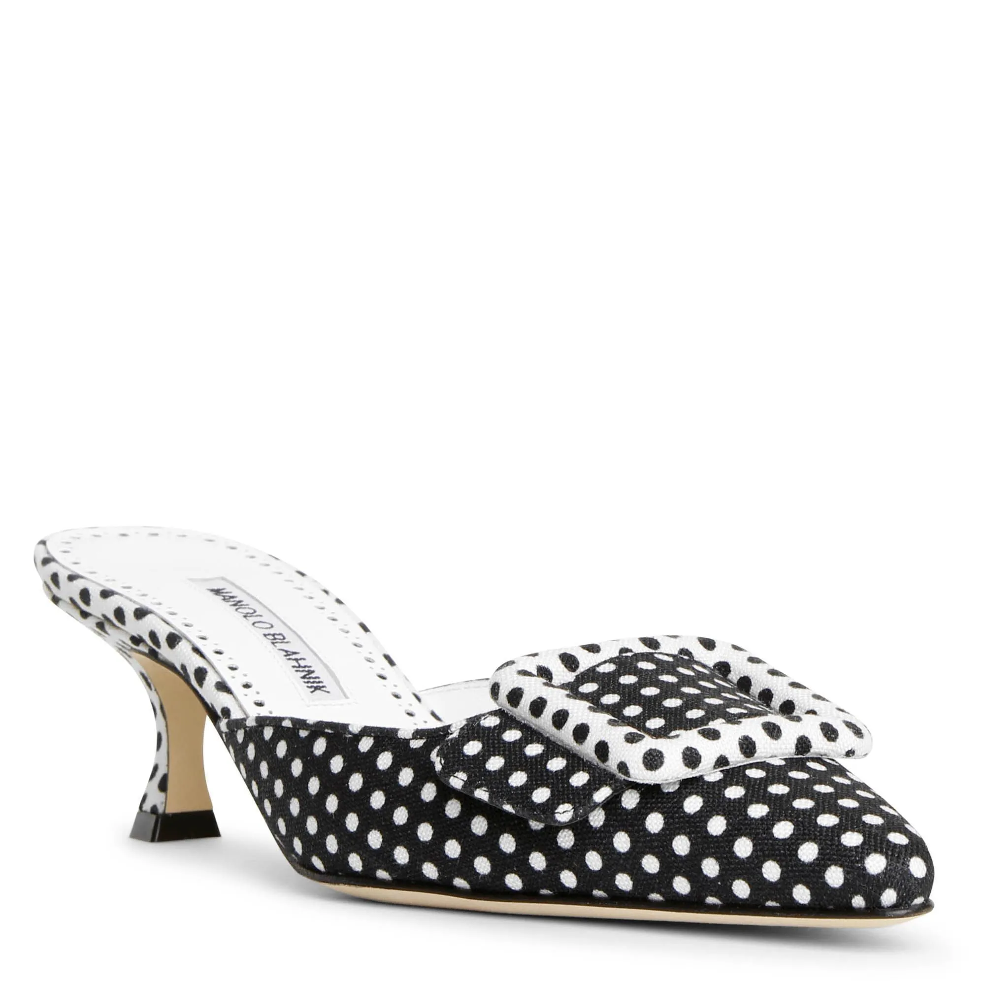 Maysale linnen polka dot mules
